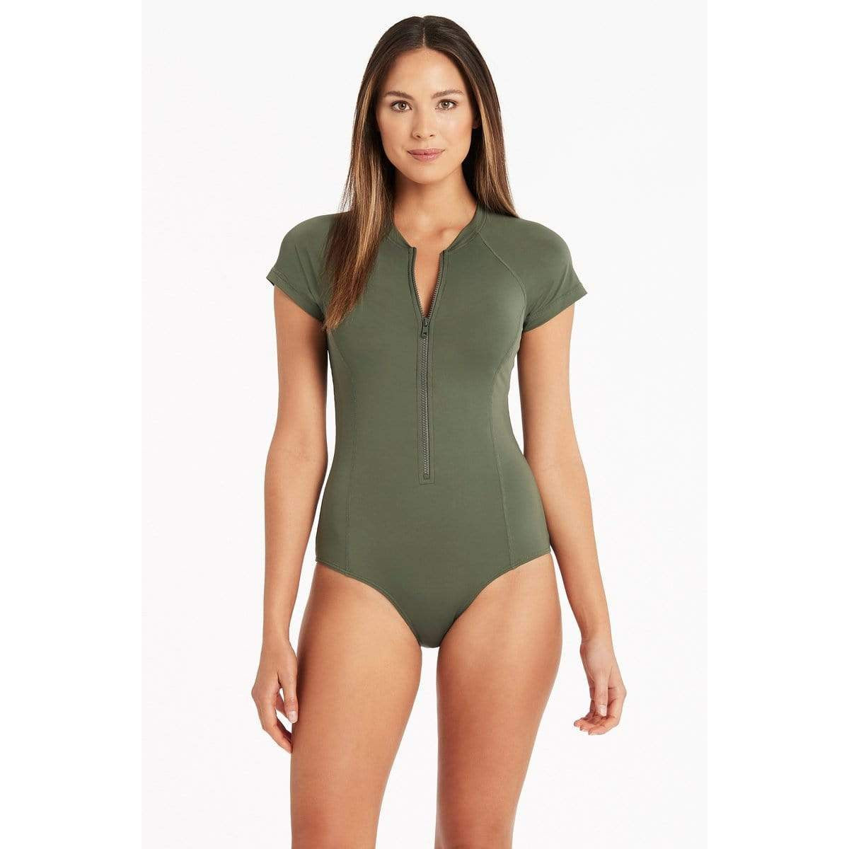 Essential Short Sleeved One Piece-Sealevel-1000 Palms